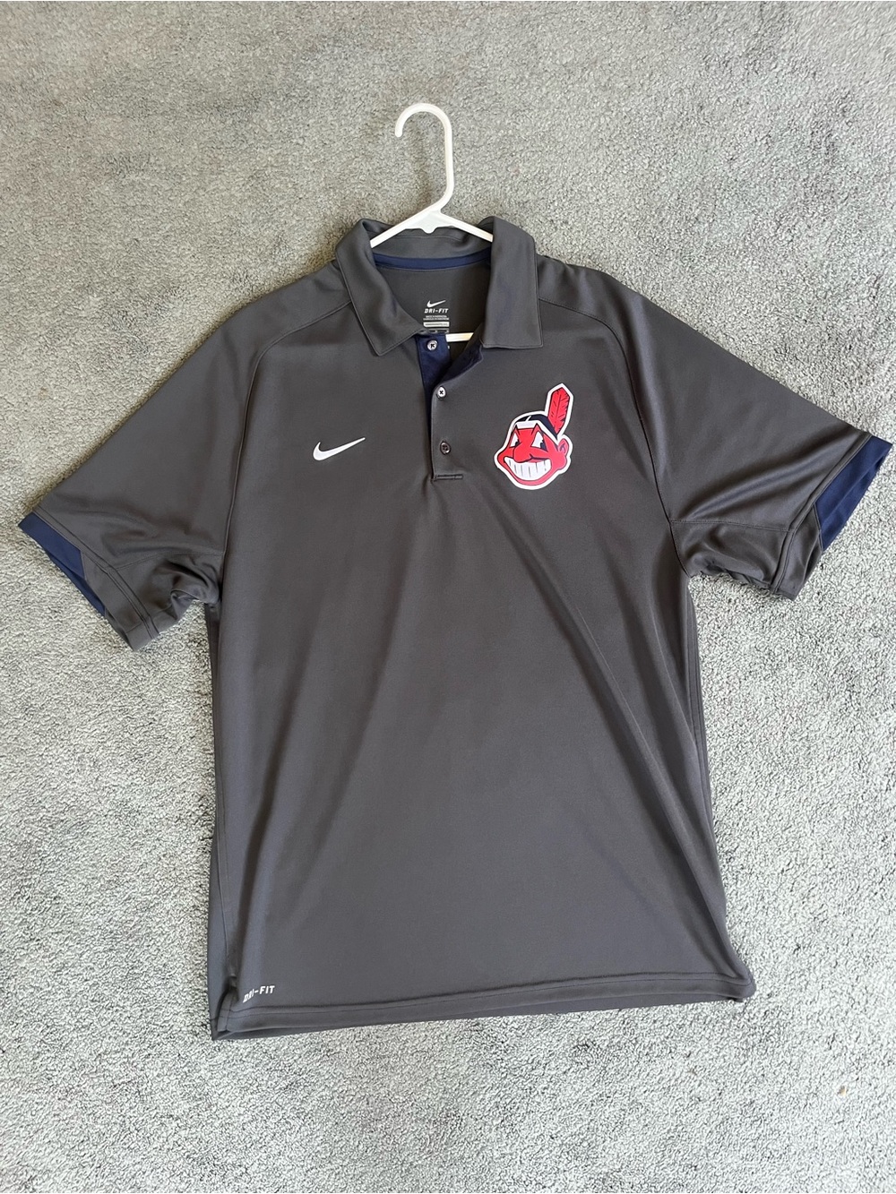 Nike Cleveland Indians Men’s Grey Dri-FIT Performance Polo
